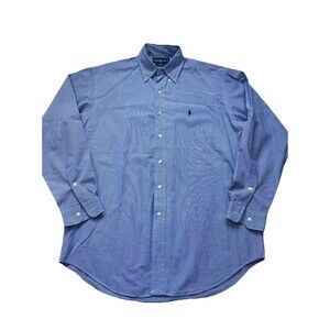 VTG Ralph Lauren Blake Men M Blue Button Down Dress Shirt Long Sleeve 90s Cotton